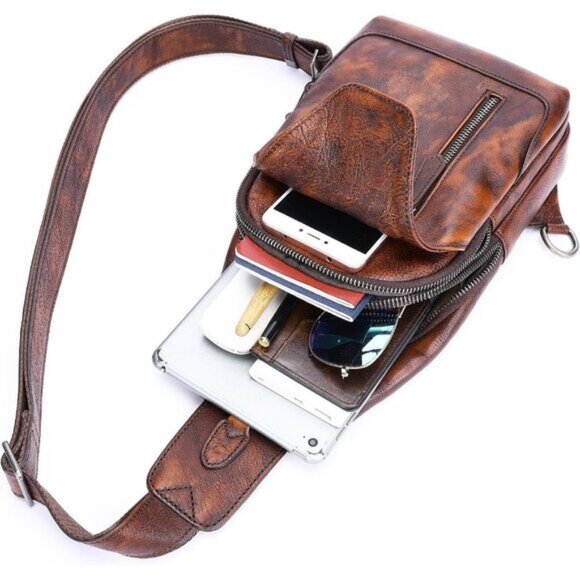 ⚡Women Coffee Genuine Leather Crossbody Sling Handmade Classic Vintage Bag - Picture 5 of 6